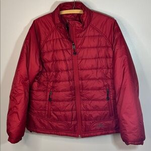 LL Bean Red Primaloft Puffer Jacket Winter Coat Women’s Large Petite